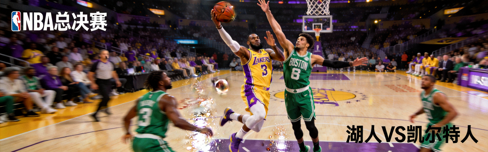 NBA总决赛精彩瞬间 - 湖人队与凯尔特人队激烈对抗